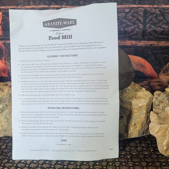 Granite Wear Food Mill Never Used in Package  Stainless Steel Vintage - Picture 9 of 13